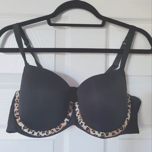 CACIQUE BRA 40C Black with leopard trim